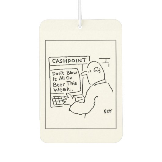 Bank ATM adviseert klant om het niet op bier uit t Luchtverfrisser (Voorkant)