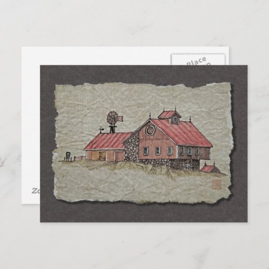 Bank Barn & Windmill Briefkaart (Voorkant / Achterkant)