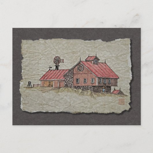 Bank Barn & Windmill Briefkaart (Voorkant)