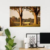 Bank bij zonsondergang poster (Thuiskantoor)