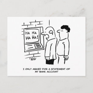 Bank Cashpoint Machine lacht naar klant Briefkaart