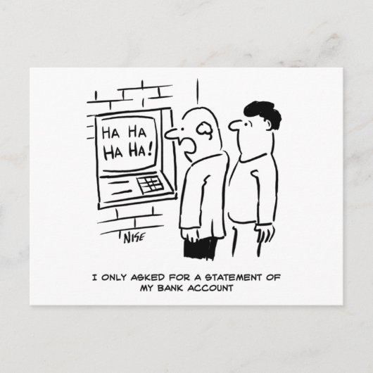 Bank Cashpoint Machine lacht naar klant Briefkaart (Voorkant)