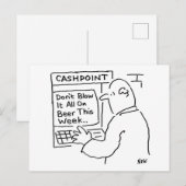 Bank cashpoint machine zegt niet blaas het op bier briefkaart (Voorkant / Achterkant)