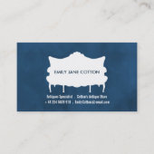  bank, Elegant blauw, Antiek dealer Visitekaartje (Voorkant)