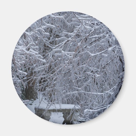Bank in de sneeuw magneet (Voorkant)