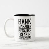 Bank Manager omdat Freakin' Mirakelwerker niet is Tweekleurige Koffiemok (Links)