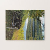 bank met een Uitzicht meer Bailey Bovenop het schi Legpuzzel (Horizontaal)