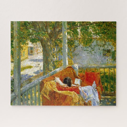 Bank op de veranda, Cos Cob door Frederick Hassam Legpuzzel (Horizontaal)