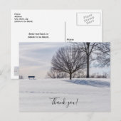 Bank op met sneeuw bedekte heuvel Dank je wel ansi Briefkaart (Voorkant / Achterkant)