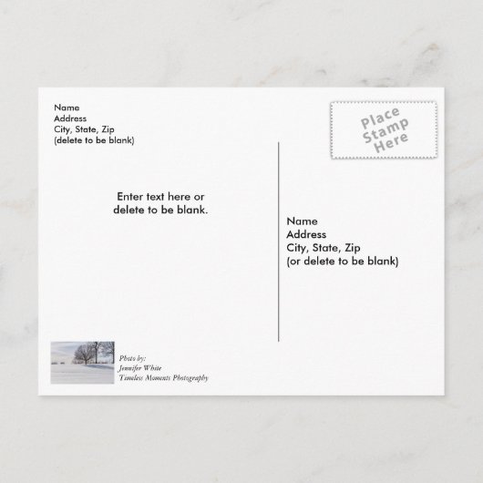 Bank op met sneeuw bedekte heuvel Dank je wel ansi Briefkaart (Achterkant)