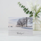 Bank op met sneeuw bedekte heuvel Dank je wel ansi Briefkaart (Staand voorkant)