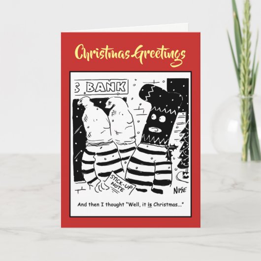 Bank Robber met een kerststop over hoofd Feestdagen Kaart (Voorkant)