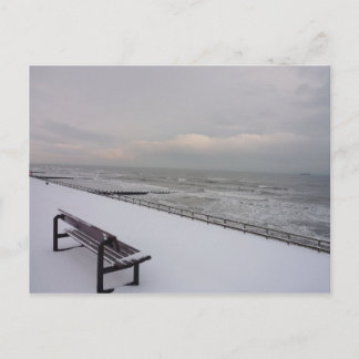 bank, sneeuw en Zee Briefkaart