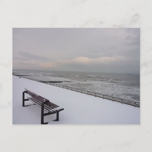 bank, sneeuw en Zee Briefkaart (Voorkant)