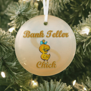 Bank Teller Chick Glas Ornament
