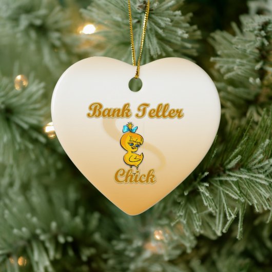 Bank Teller Chick Keramisch Ornament (Boom)