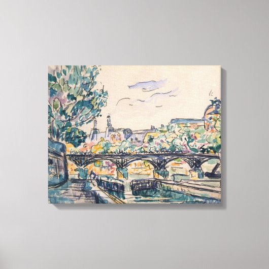 Bank van de Seine nabij de Pont des Arts Canvas Afdruk (Voorkant)