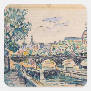 Bank van de Seine nabij de Pont des Arts Vierkante Sticker