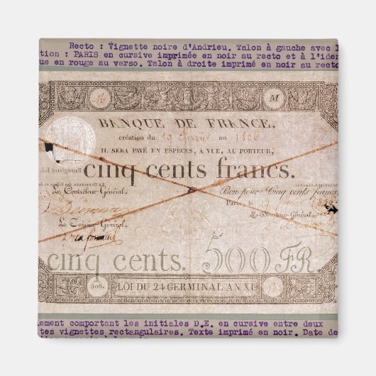 Bankbiljet van 500 frank van de 24e terminal magneet (Voorkant)