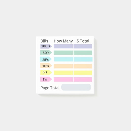 Bankbiljetten voor wijzigingen in plakjes - 50 pag post-it® notes (Voorkant)