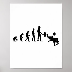 Bankdrukken Bodybuilding Grappige Evolutie Kracht Poster