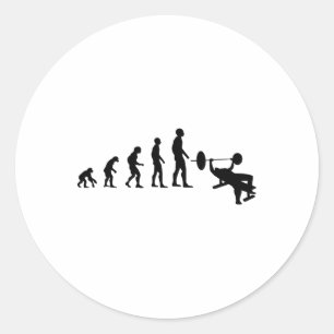 Bankdrukken Bodybuilding Grappige Evolutie Kracht Ronde Sticker