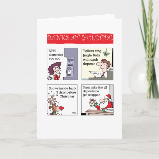Banken bij Kersttijd Feestdagen Kaart (Voorkant)