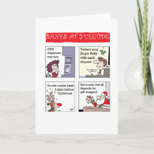 Banken bij Kersttijd Feestdagen Kaart