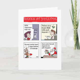 Banken bij Kersttijd Feestdagen Kaart