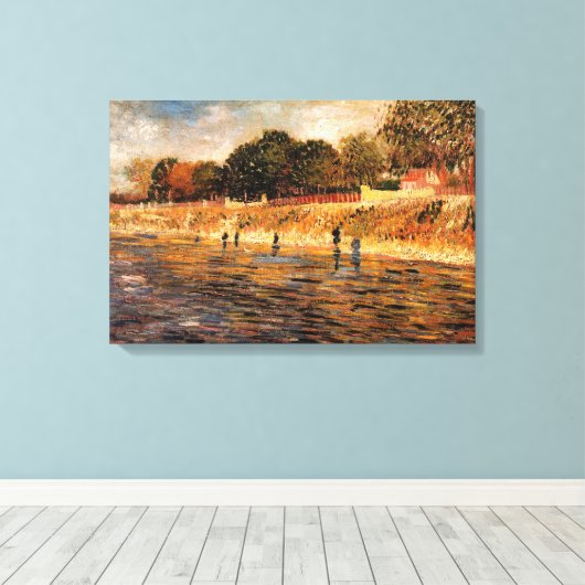 Banken van de Seine door Vincent van Gogh Canvas Afdruk (Insitu (Houten vloer))