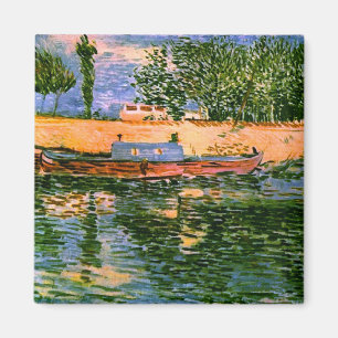 Banken van de Zegen met Boats Van Gogh Fine Art. Magneet