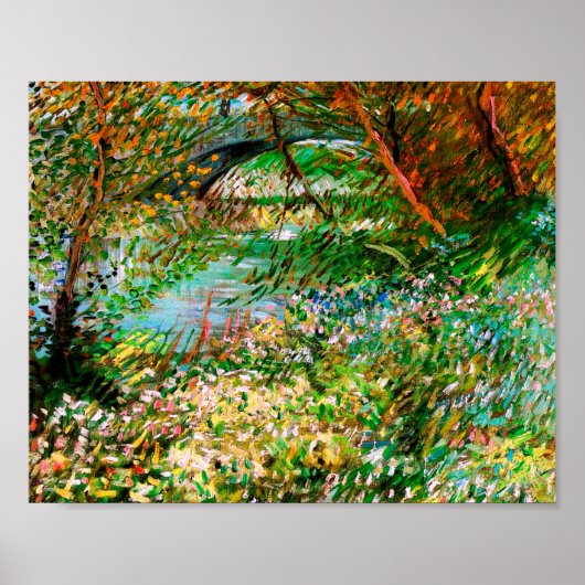 Banken van Seine Pont de Clichy Spring Van Gogh Fi Poster (Voorkant)