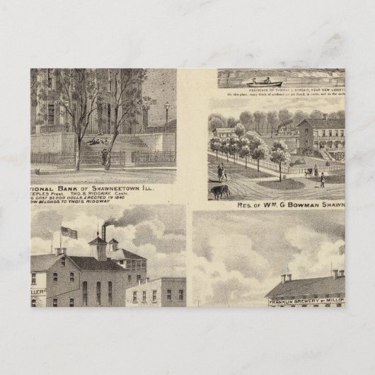 Banken, vestigingen en brouwerijen in Shawneetown Briefkaart (Voorkant)