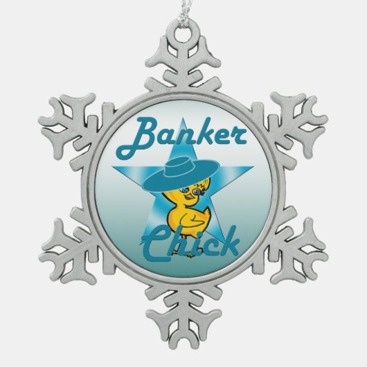 Banker Chick #7 Tin Sneeuwvlok Ornament (Voorkant)