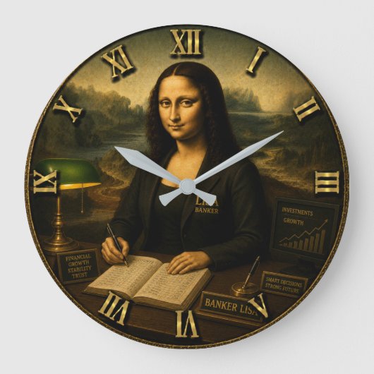 Banker Funny Mona Lisa Grote Klok (Voorkant)