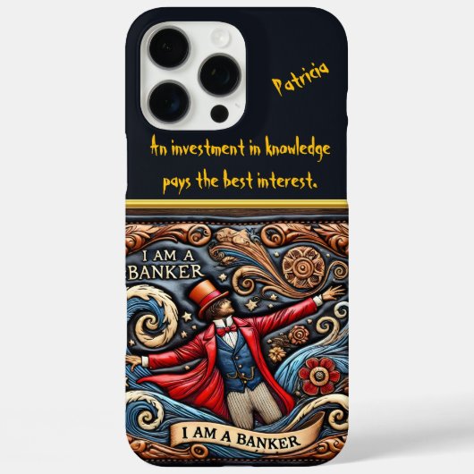 Banker-thema ingewikkelde lederen kunst Case-Mate iPhone case (Achterkant)