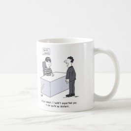 Banker van de afdeling Banken die als een roer is Koffiemok