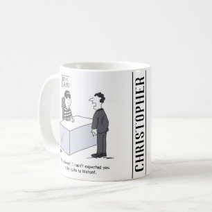 Banker van de afdeling Banken die als een roer is  Koffiemok