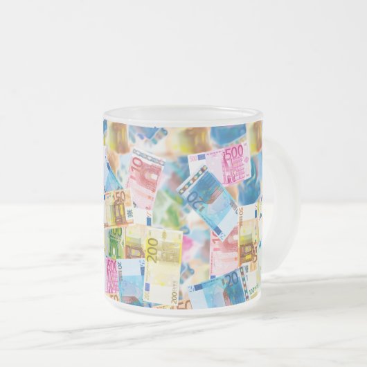 Bankertasse mit Geldscheinen Matglas Koffiemok (Voorkant rechts)