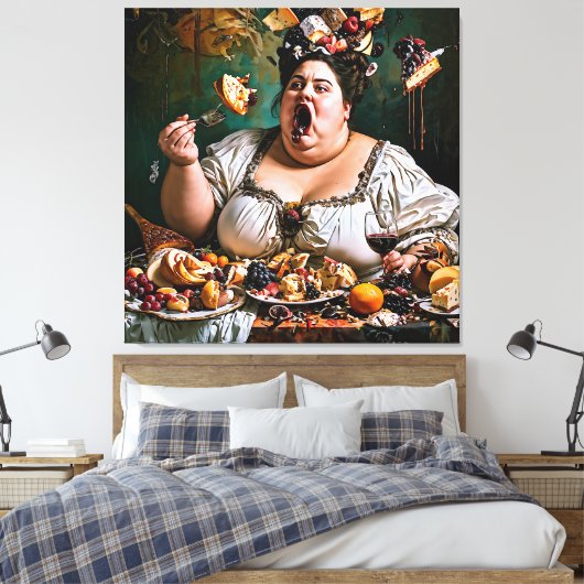 "Banket van Chaos" Surrealistisch Kleurrijk Kunstw Canvas Afdruk (Insitu (Slaapkamer))