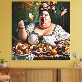 "Banket van Chaos" Surrealistisch Kleurrijk Kunstw Canvas Afdruk