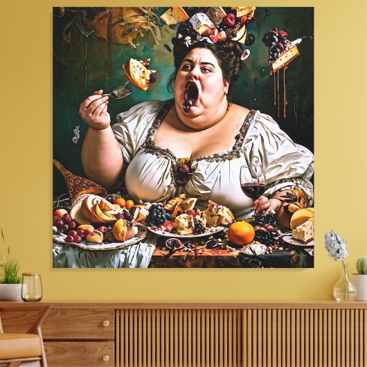 "Banket van Chaos" Surrealistisch Kleurrijk Kunstw Canvas Afdruk (Insitu (Woonkamer))