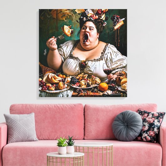 "Banket van Chaos" Surrealistisch Kleurrijk Kunstw Canvas Afdruk (Insitu (Woonkamer))