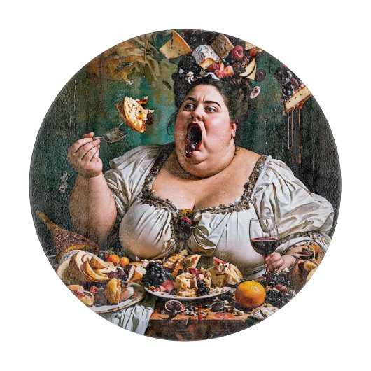 "Banket van Chaos" Surrealistisch Kleurrijk Kunstw Snijplank (Voorkant)