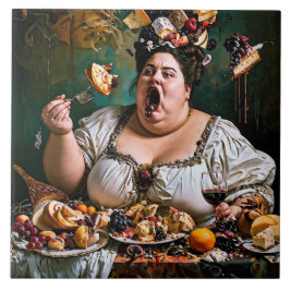 "Banket van Chaos" Surrealistisch Kleurrijk Kunstw Tegeltje