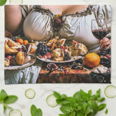 "Banket van Chaos" Surrealistisch Kleurrijk Kunstw Theedoek (Gevouwen)