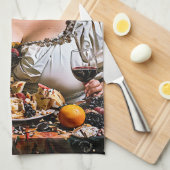 "Banket van Chaos" Surrealistisch Kleurrijk Kunstw Theedoek (Quarter Fold)