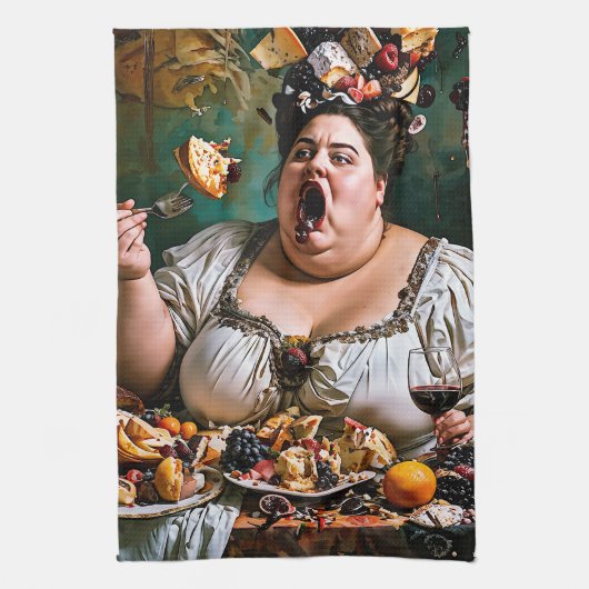 "Banket van Chaos" Surrealistisch Kleurrijk Kunstw Theedoek (Verticaal)