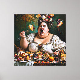 "Banket van Chaos" Surrealistische Kleurrijke Kuns Canvas Afdruk