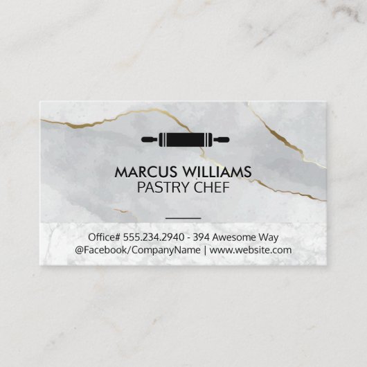 Banketbakker | Deegroller | Marmer Visitekaartje (Voorkant)